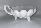 Vintage White Milk Glass 5 1/4” Footed 3-Toed Candy Dish/Nappy/Bowl with Handle
