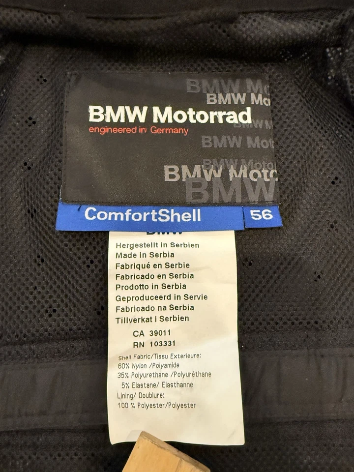 BMW Motorrad Comfort Shell Jacket Coat Black Motorcycle MENS 56 Protective - Image 3 of 4