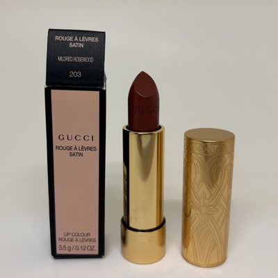 GUCCI Rouge A Levres Satin Mildred Rosewood 203 Lipstick Lip Colour 0.12 oz NIB