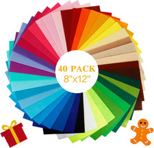 40PCS Felt Sheets, 8" X 12" Assorted Colors Felt Fabric 1Mm Thick Felt Squares F