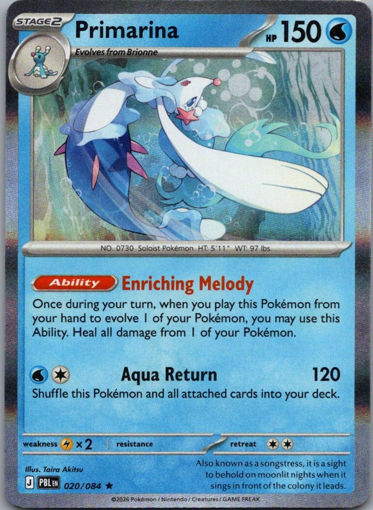 Primarina Holo Rare ME05: Pitch Black 020/084 NM