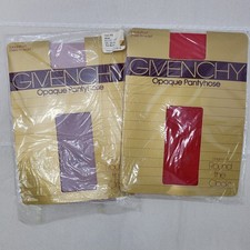 VTG Givenchy 2 Opaque Pantyhoses Sandalfoot 1990s Red Mauve Sz B Retro Career