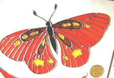 Window Color, 1 x schöner großer Schmetterling, orange rot gelb, Fensterbild (1.