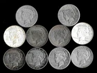 TEN (10) Peace Dollars (1922-28) 90% Silver Lower Grade Cull LOT B45