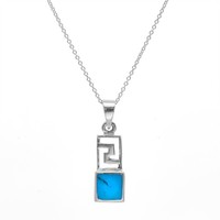 Silverly Sterling Silber Turkis Aztec Simulierte Hangende Halskette, 46 Cm