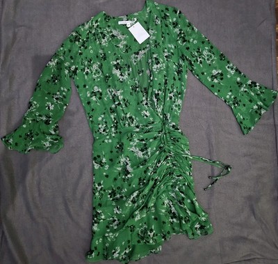 veronica beard green silk dress Veronica Beard Mirabel Silk Mini Dress | Dark Hunter Green Multi main image 0