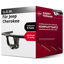 Für Jeep Cherokee KL (G.D.W.) Anhängerkupplung starr + E-Satz 13pol universell