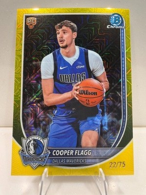 2025-26 Bowman Chrome Cooper Flagg #BCV-1 Yellow Mojo Refractor /75 (RC) DALLAS