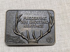 vintage 1970s belt buckle NRA shooting GUN rifle WESTERN whittington center