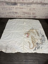 Vintage Large Hand Rolled 100 Silk Tiger Scarf Japan
