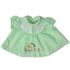 60s / 70s Cradle Togs Embroidered Ducklings Mint Green 6M Baby Dress