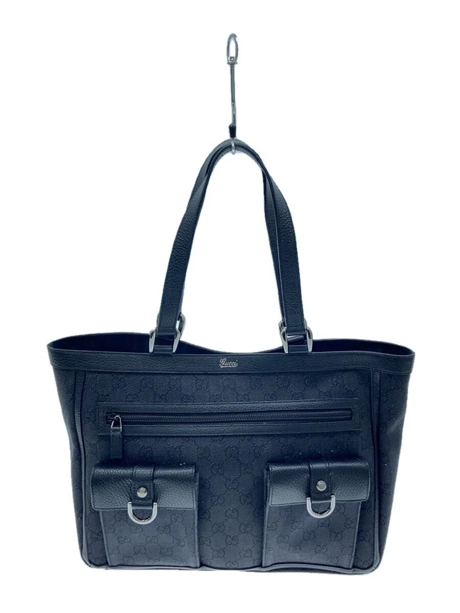 Sac à main fourre tout toile denim logo GUCCI GG noir 268639 Made in Italy