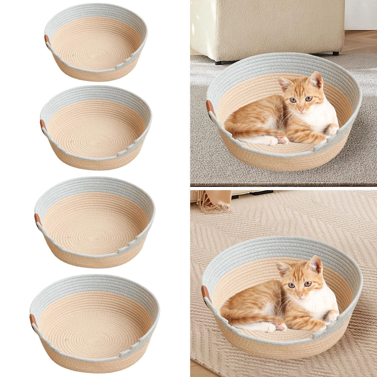 Woven Cat Bed Basket Comfortable Wear Resistant Pet Supplies for Indoor Cats