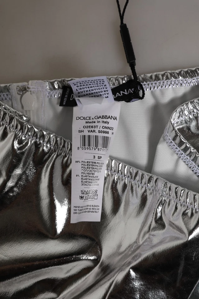 DOLCE & GABBANA Ropa Interior Plateada Metálica Cintura Alta Bikini Parte Inferior Mujeres IT3/USM Foto 4 de 4
