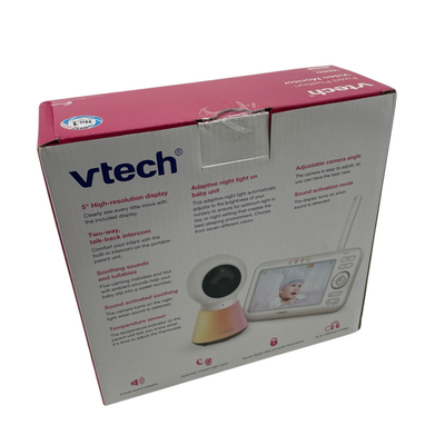 VTech VM5254 Video Baby Monitor, Schermo da 5, Luce Notturna Adattiva Auto-On, Visione Notturna, Conversazione Bidirezionale, Suoni Rilassanti, Sensore di Temperatura, Trasmissione Sicura fino a 300m