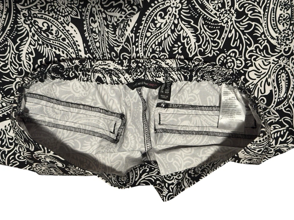 Isaac Mizrahi Live Pants 12P Black White Paisley Pull-On Ankle Stretch Petite - Image 4 of 4