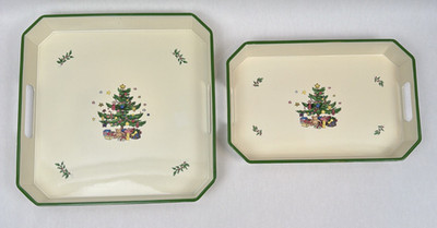 Nikko Christmastime Tray Set Serving Square Rectangle Lot 2