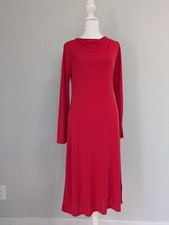 Ralph Lauren Sz M Red A Line Midi Dress