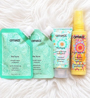Amika The Kure Repair Set Shampoo Conditioner Mask + Bonus Frizz Me Not NWOB