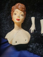 Porcelain Doll Body Parts Lot Torso Arms Hands Legs Brown Hair Black Shoes