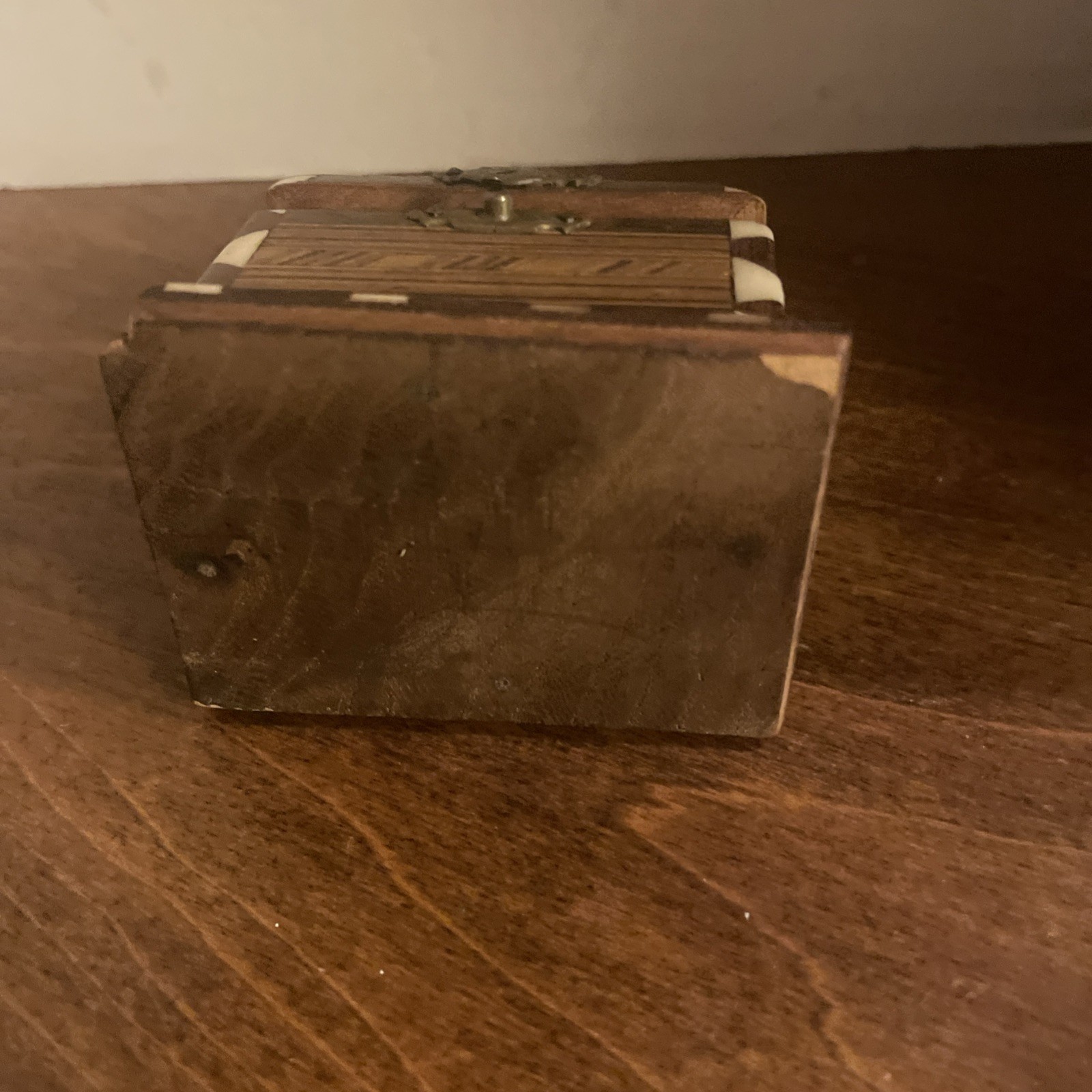 Vintage Marquetry Mother of Pearl Mosaic Inlay Trinket Box