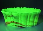 Vintage Akro Agate Planter Dish / Uranium Slag Glass / Orange White Marbled