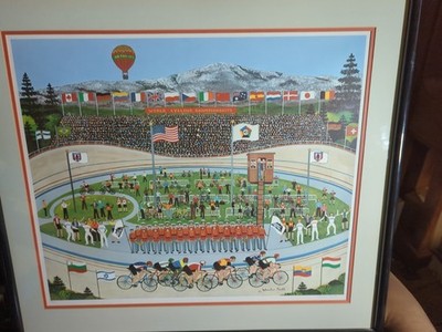  Wooster Scott Rare Signed Print 137/750  World Cycling Championships  Framed 