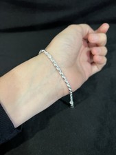 925 Sterling Silver Men's Boys Womens Girls Twisted Rope Chain Bracelet 7 inches