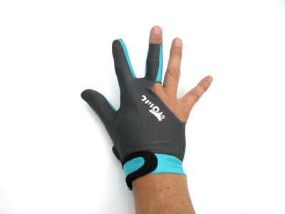 Owl Billiard Gloves Right Hand Glove Pool Gray with Turquoise Color