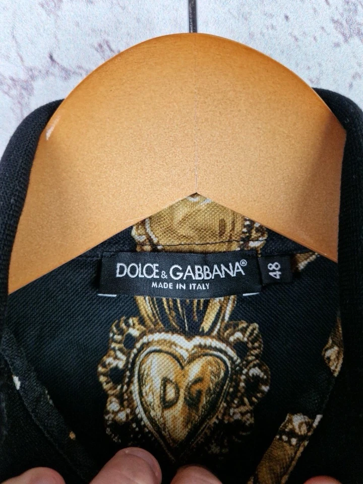 Camisa Polo Dolce & Gabbana De Colección Para Hombre Lujo Y2K Italia Martini Sagrado Corazón Foto 3 de 4