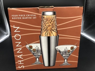 Godinger Shannon Crystal Collection 4 Piece Martini Set Shaker & 2 Glasses 2006