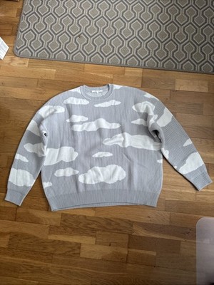 Review Herren Pullover Sweater, Größe M Grau Weiß Rundhals