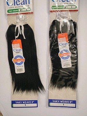 2 Packs   MODEL MODEL Clean 100% Human Hair Weave Extension Yaky  washed  _8''_#1