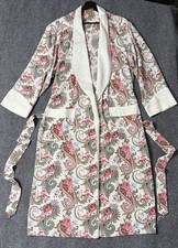 Vintage Gold Label Victoria's Secret Satin Robe Kimono Floral Paisley Pink