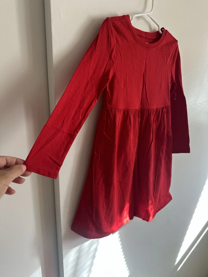 Old Navy Cotton Dress Girls Red Long Sleeve Size 5T Holiday Christmas Party - Image 4 of 4