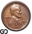 1921-S Lincoln Cent Wheat Penny, Better Date, AU++