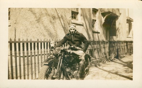 1930 Fred Bennett on his motorcycle Photo