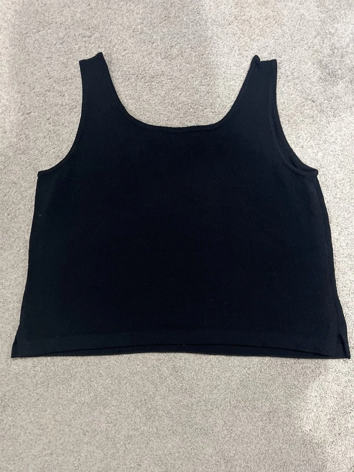 Camiseta sin mangas St. John Santana tejida clásica cuello redondo, para mujer grande negra DISEÑADOR Foto 4 de 4