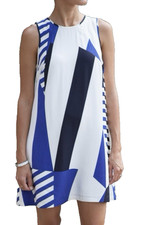A/X Armani Exchange 2 Mulberry Silk Blend Abstract Shift Dress Back Keyhole EUC