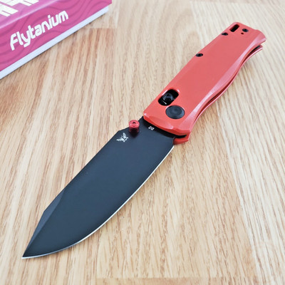Flytanium BEEF Folding Knife 3.5'' D2 Tool Steel Drop Point Blade Red G10 Handle