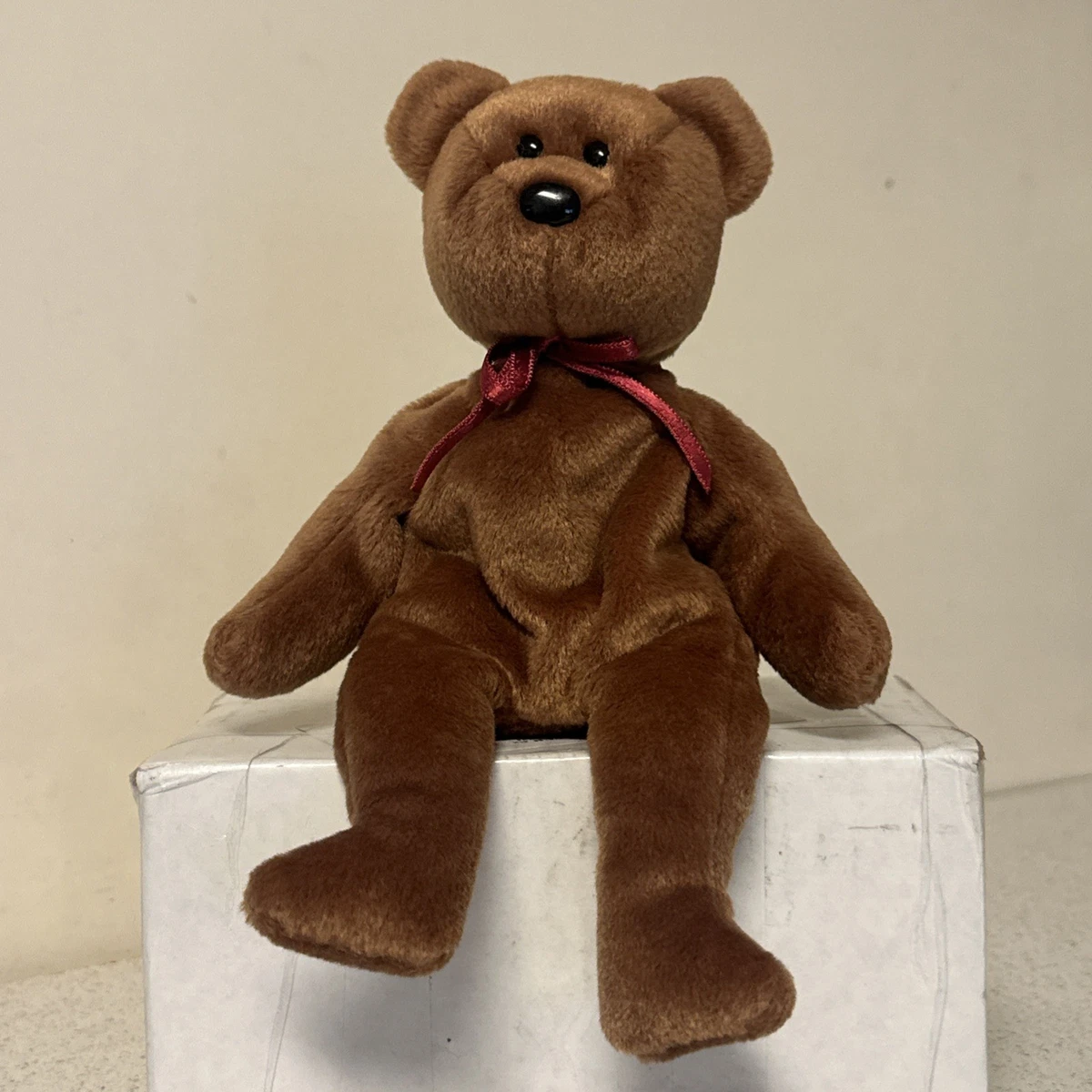 TY New Face Teddy Bear Beanie Baby Brown 1st Gen Tush Tag TT 1993
