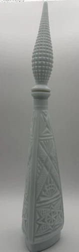 Vintage Milk Glass Empoli Style Genie Bottle Decanter