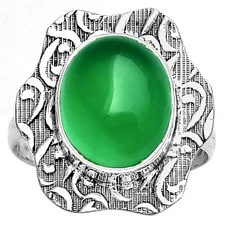Natural Green Onyx 925 Sterling Silver Ring s.7 Jewelry R-1090