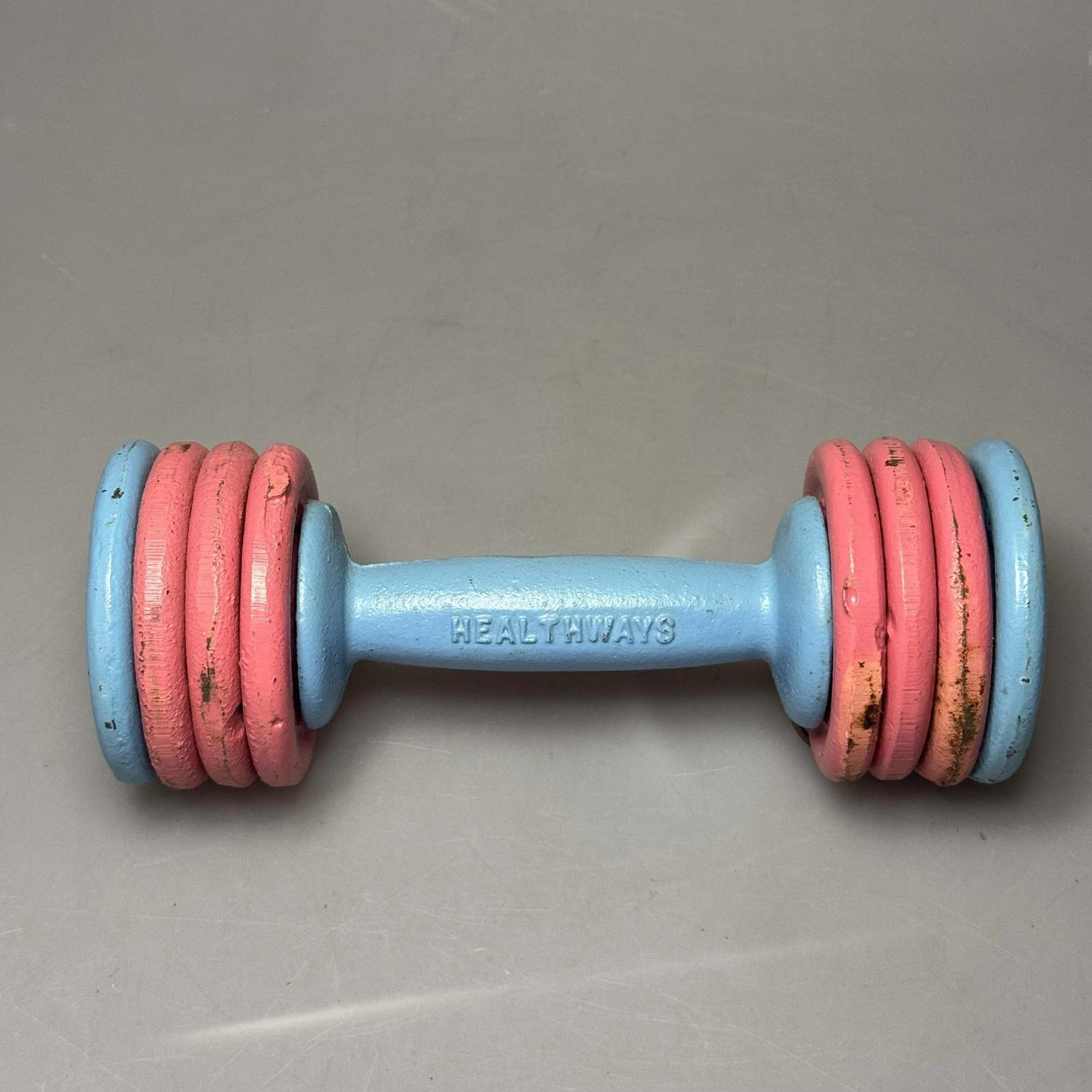 Vintage Healthways Glamour Belles Dumbbell Adjustable Cast Iron Pink Blue