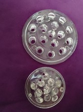 Two 2 Vintage Clear Glass Flower Frogs Vase 5.25" 16 Holes  3 1/2" 11 Holes