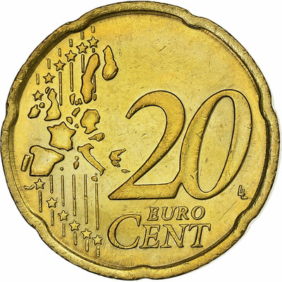 2cent ユーロ x 50枚 筒1本 1221520] Luxembourg, 20 Euro Cent, 2005, Vantaa, Nordic gold, MS