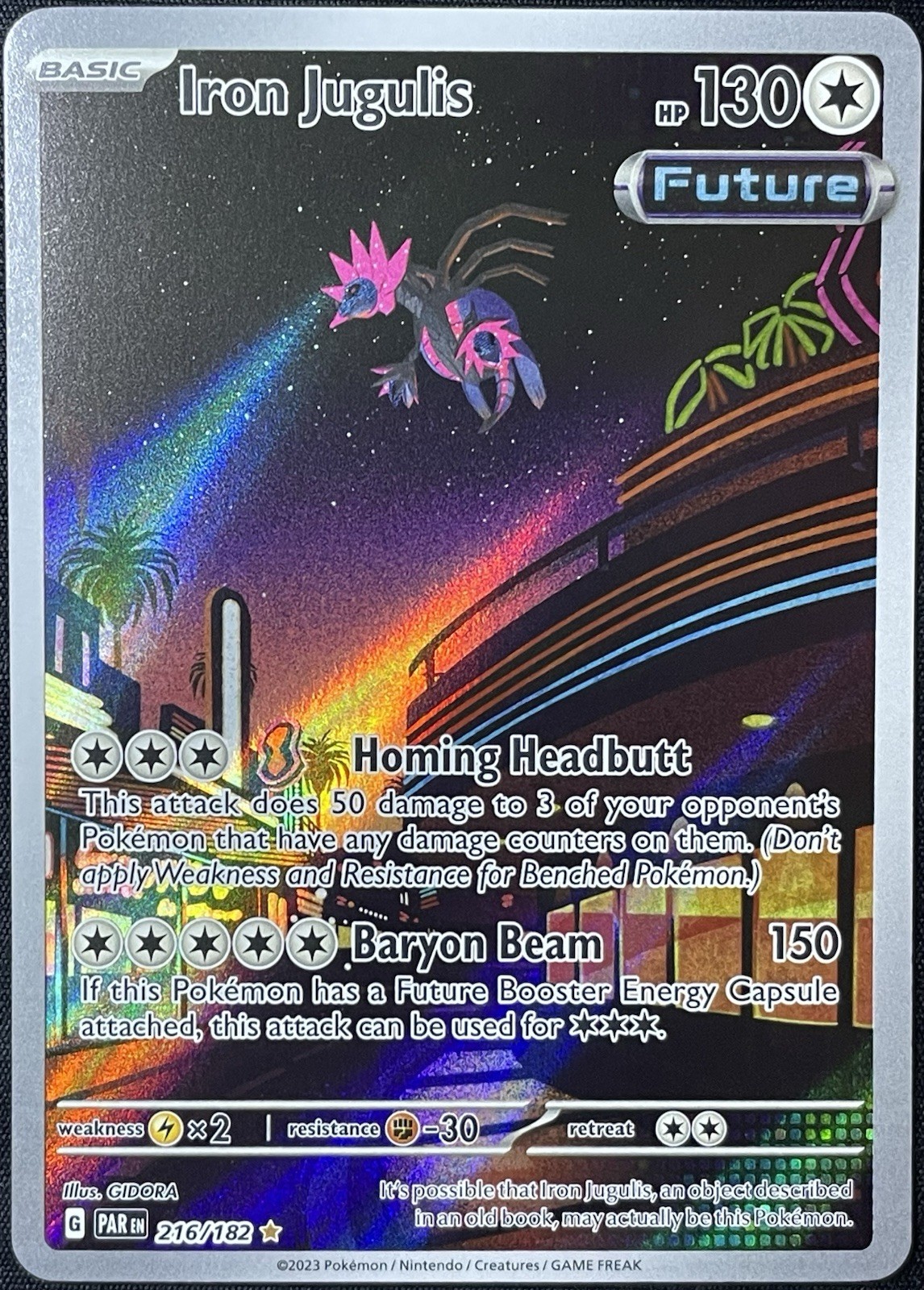 Pokémon TCG: Iron Jugulis 216/182 Paradox Rift Special Illustration Rare NM