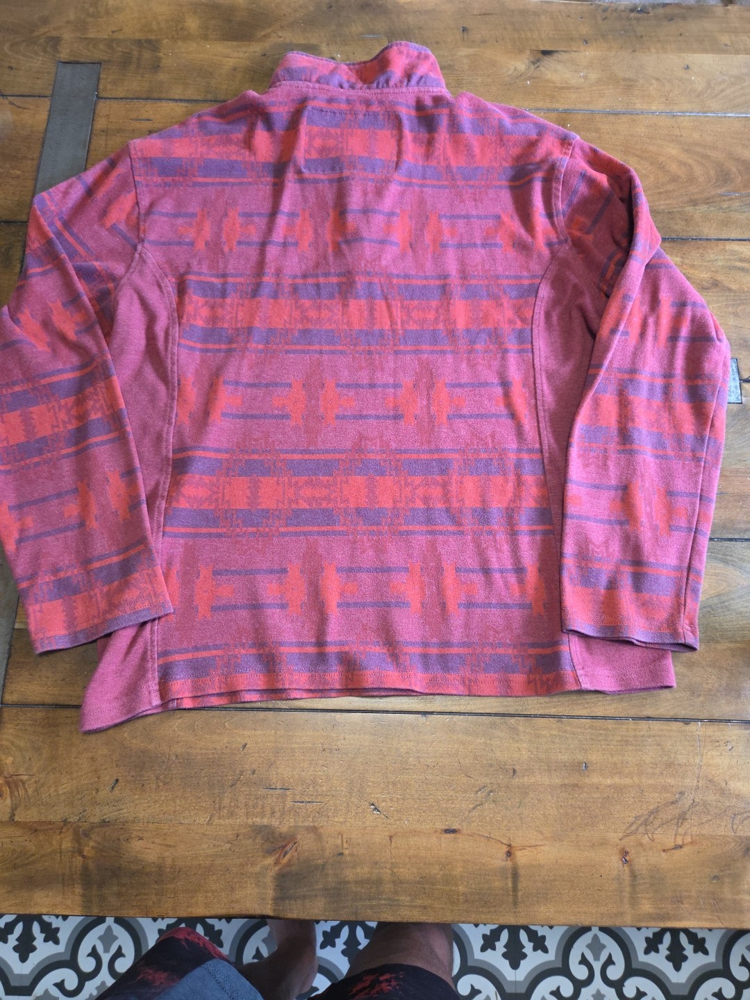 Powder River Outfitters Panhandle Mens Large Aztec 1/4 Zip Pullover Burgundy L image 8