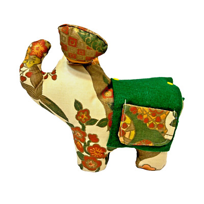 Vintage Handmade Plush Elephant With Blanket Pockets Stuffed Animal Unique 10''