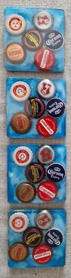 Handgefertigte Harz Untersetzer Flaschenverschluss Deckel GlowInThe Dark 4er Set. Mancave Bar Geschenk